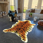 Bath Mat Tiger-Shaped Plush Non-Slip Backing
