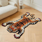 Bath Mat Tiger-Shaped Plush Non-Slip Backing