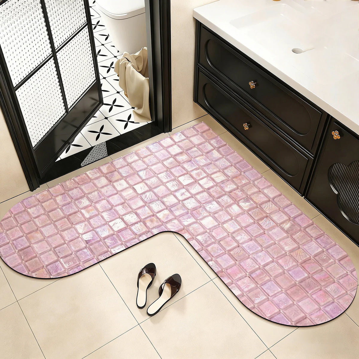 Bath Mat U-Shaped Memory Foam Non-Slip Backing