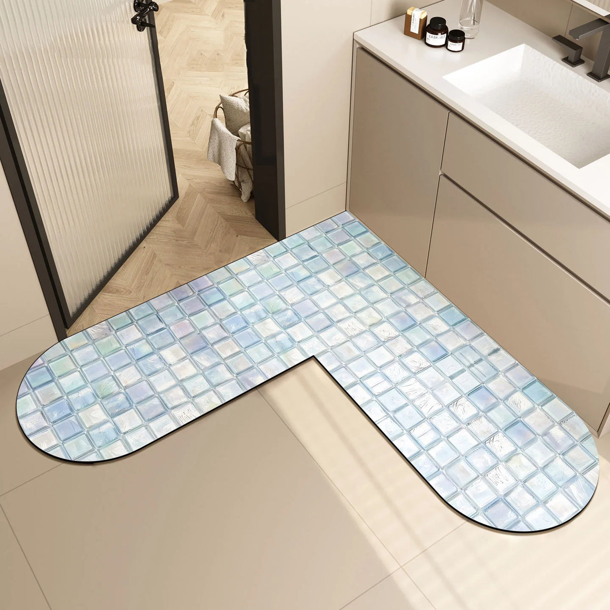 Bath Mat U-Shaped Memory Foam Non-Slip Backing