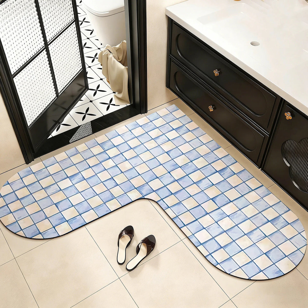 Bath Mat U-Shaped Memory Foam Non-Slip Backing