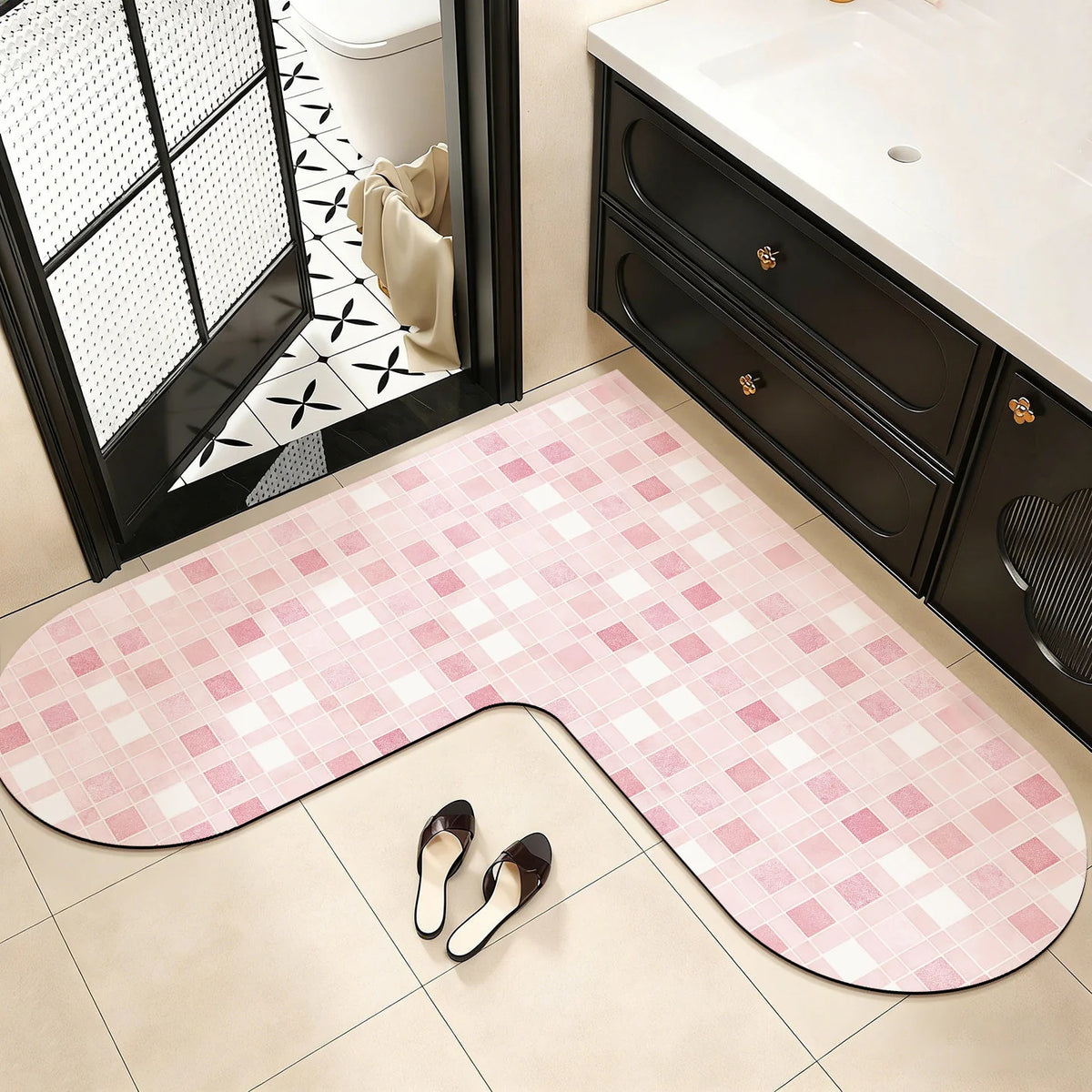 Bath Mat U-Shaped Memory Foam Non-Slip Backing