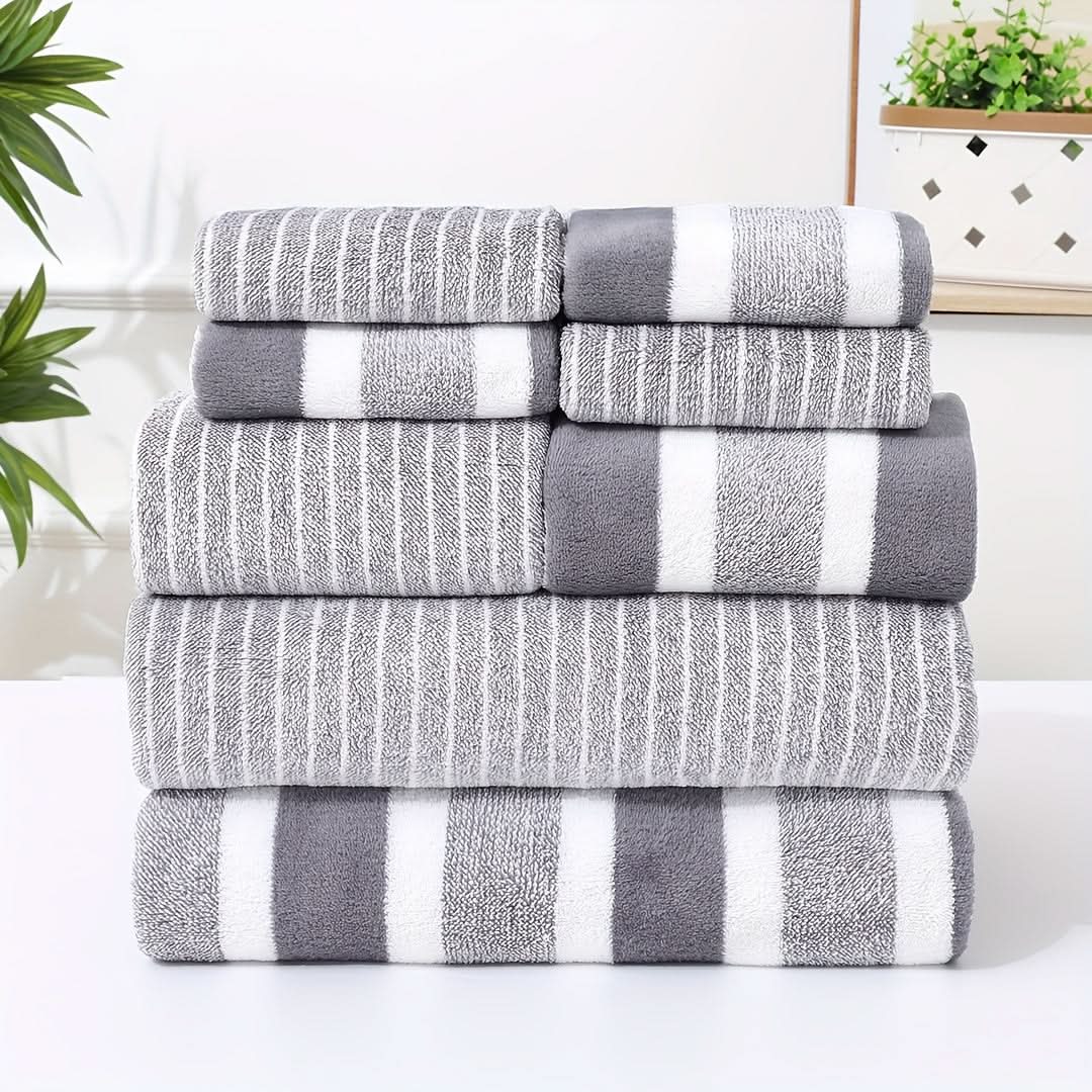Bath Towel Set Microfiber Absorbent Quick-Drying 8-Piece Set