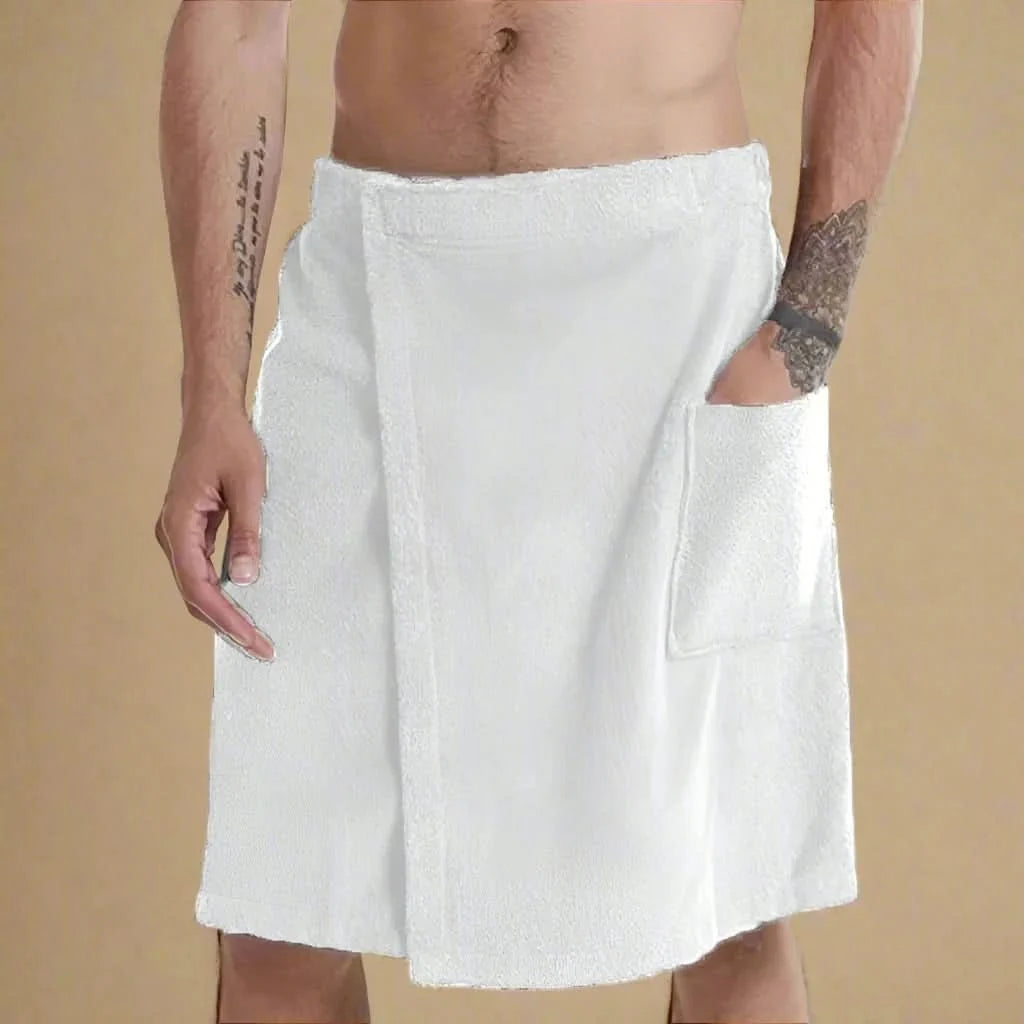 Bath Towel Wrap Coral Fleece Quick-Drying Elastic Waistband Pockets