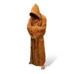 Bathrobe Flannel Hooded Belted Extra-Long