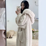 Bathrobe Hooded Soft Fabric Side Pockets