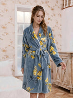 Bathrobe Long Soft Flannel Adjustable Belt