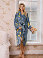 Bathrobe Long Soft Flannel Adjustable Belt
