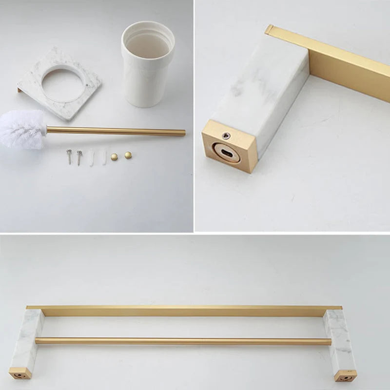 Bathroom Accessories Set Glossy Gold Finish Corrosion Resistant