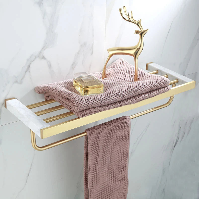 Bathroom Accessories Set Gold Marble Finish & Rust Resistant