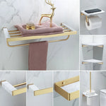 Bathroom Accessories Set Gold Marble Finish & Rust Resistant