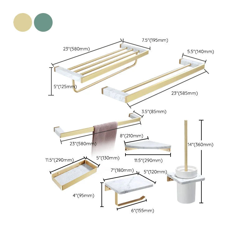 Bathroom Accessories Set Gold Marble Finish & Rust Resistant