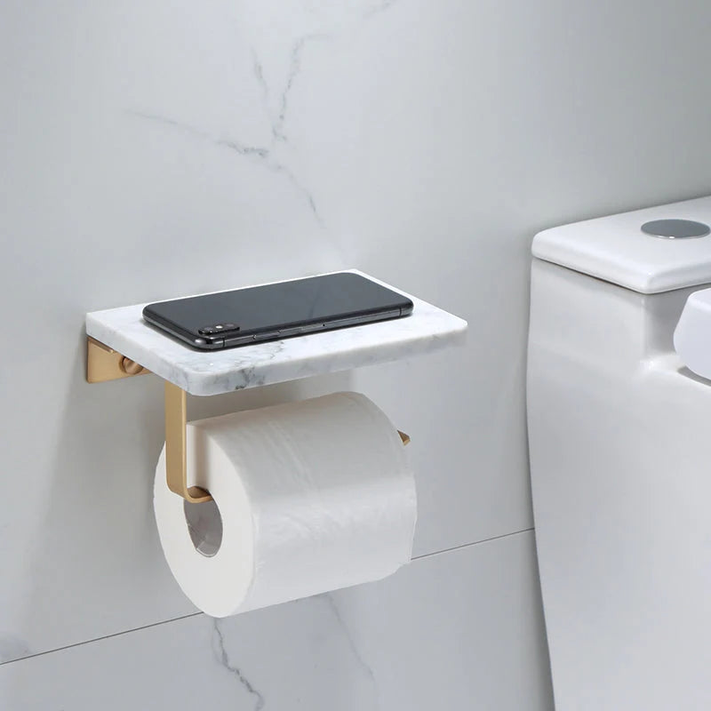 Bathroom Accessories Set Gold Marble Finish & Rust Resistant