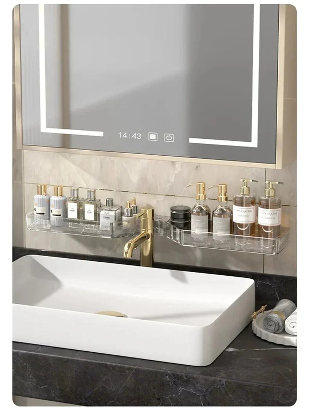 Bathroom Corner Organizer Wall-Mounted Space-Saving