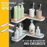 Bathroom Corner Shelf Drill-Free Adjustable Rotating With Drainage Holes