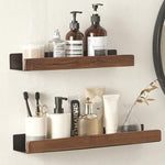 Bathroom Corner Shelf Solid Wood Adhesive No-Drill Mounting