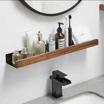 Bathroom Corner Shelf Solid Wood Adhesive No-Drill Mounting