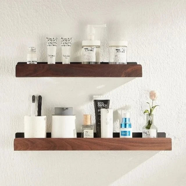Bathroom Corner Shelf Solid Wood Adhesive No-Drill Mounting