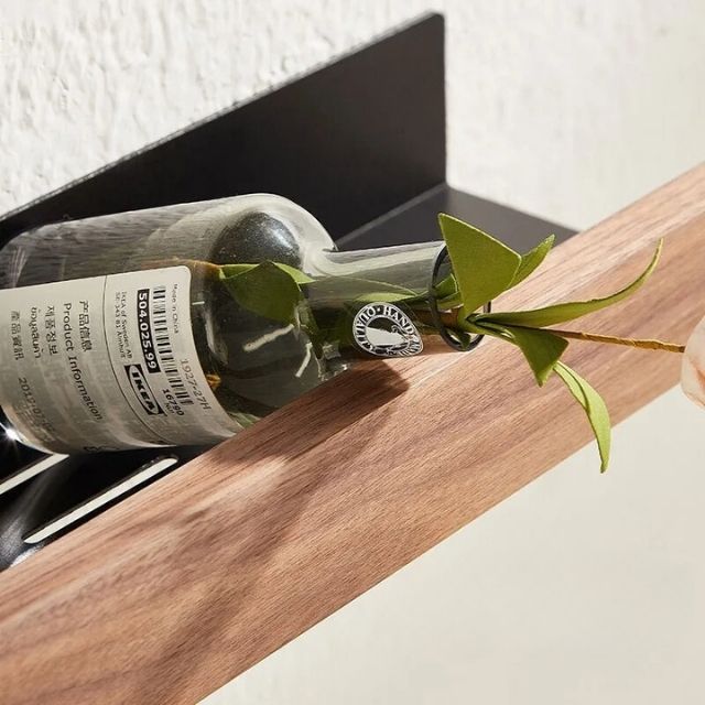 Bathroom Corner Shelf Solid Wood Adhesive No-Drill Mounting