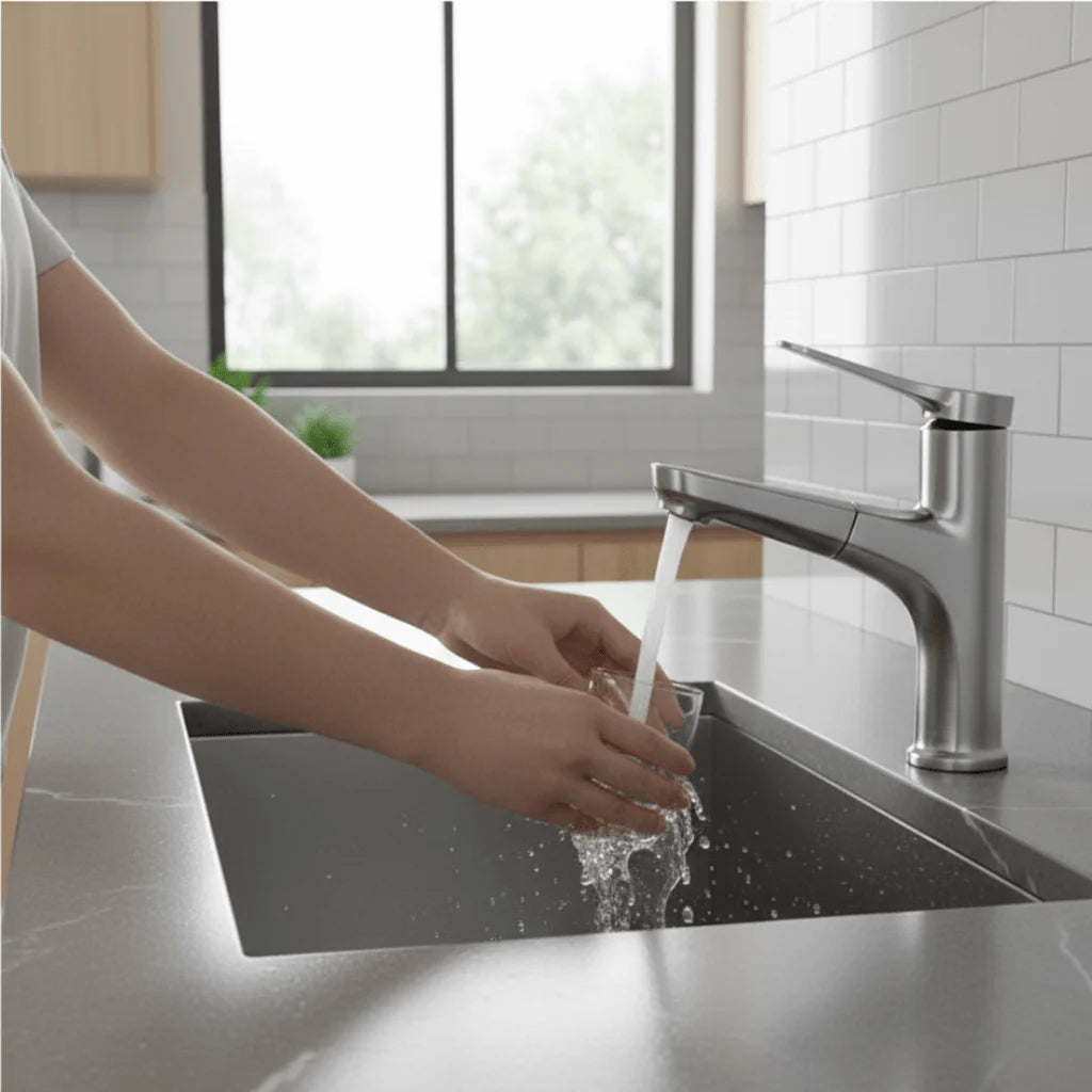 Bathroom Faucet Copper Pull-Out Hose Ergonomic Handle