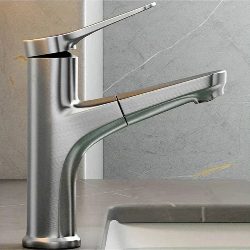 Bathroom Faucet Copper Pull-Out Hose Ergonomic Handle