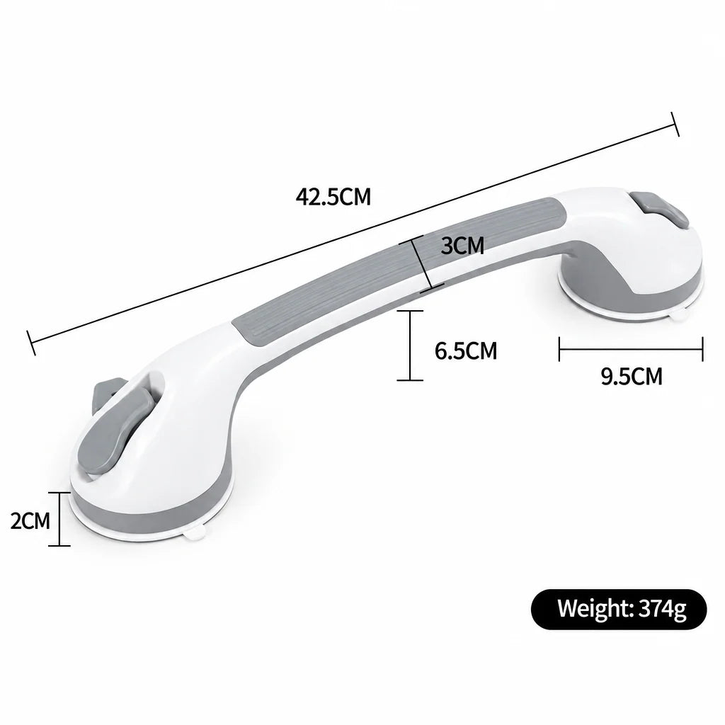 Bathroom Grab Bar Locking Suction Mount No-Drill 15.7-Inch