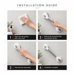 Bathroom Grab Bar Locking Suction Mount No-Drill 15.7-Inch