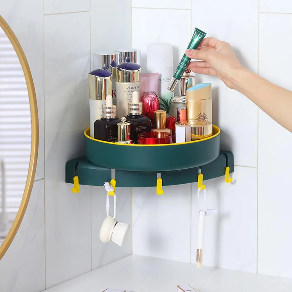 Bathroom Organizer Shelf 360° Rotating Adhesive Mount