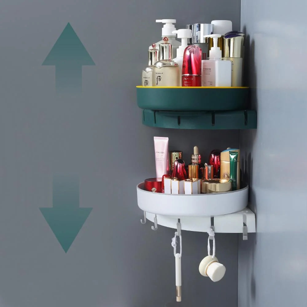 Bathroom Organizer Shelf 360° Rotating Adhesive Mount