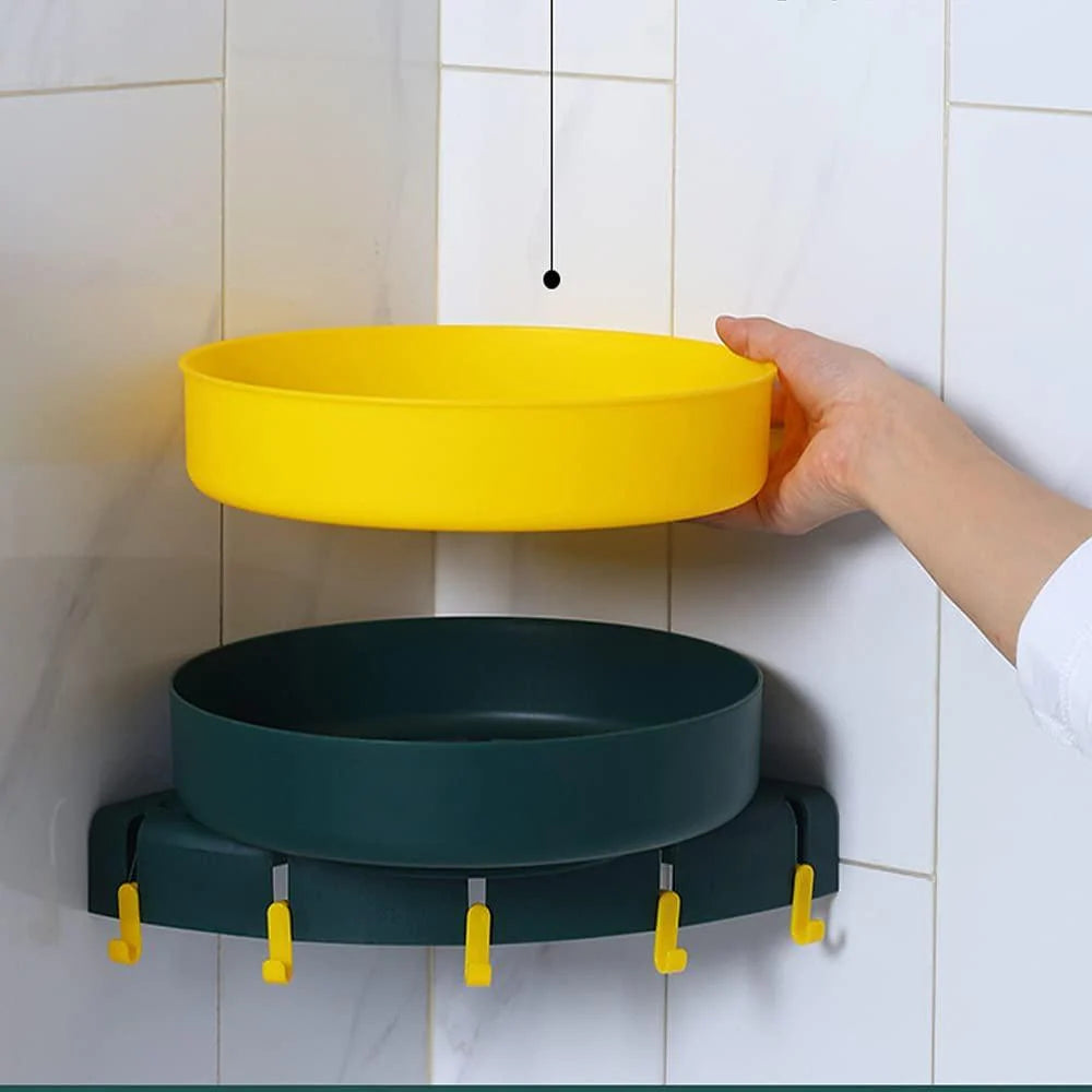 Bathroom Organizer Shelf 360° Rotating Adhesive Mount