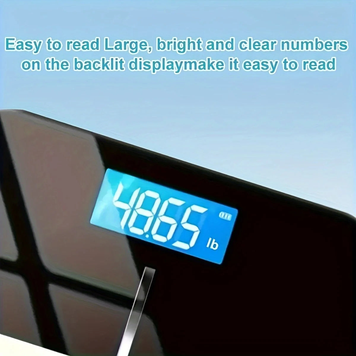 Bathroom Scale Tempered Glass Blue Backlit LCD USB Rechargeable