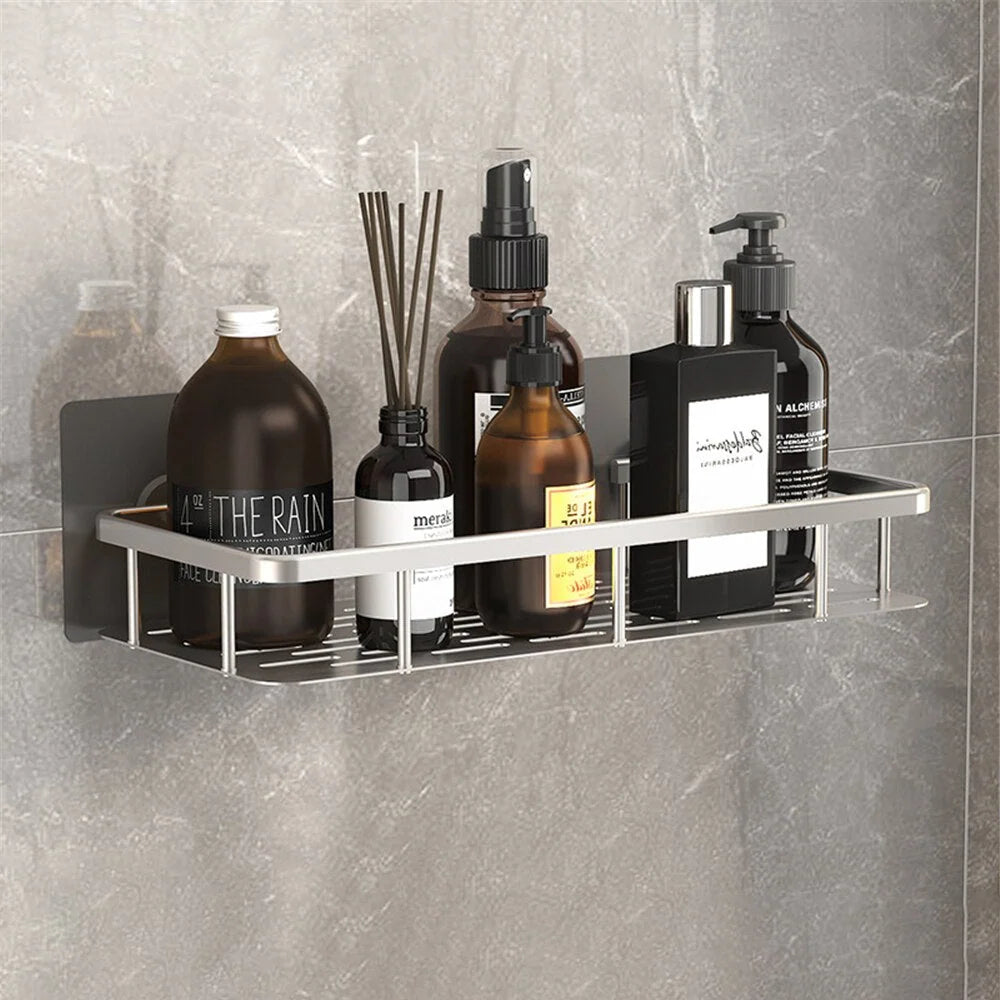Bathroom Shelf Suction Mount Tool-Free Rust-Resistant Metal