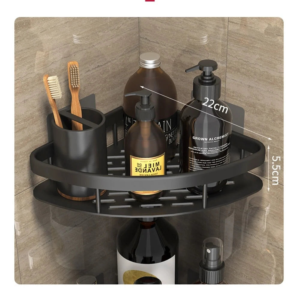 Bathroom Shelf Suction Mount Tool-Free Rust-Resistant Metal