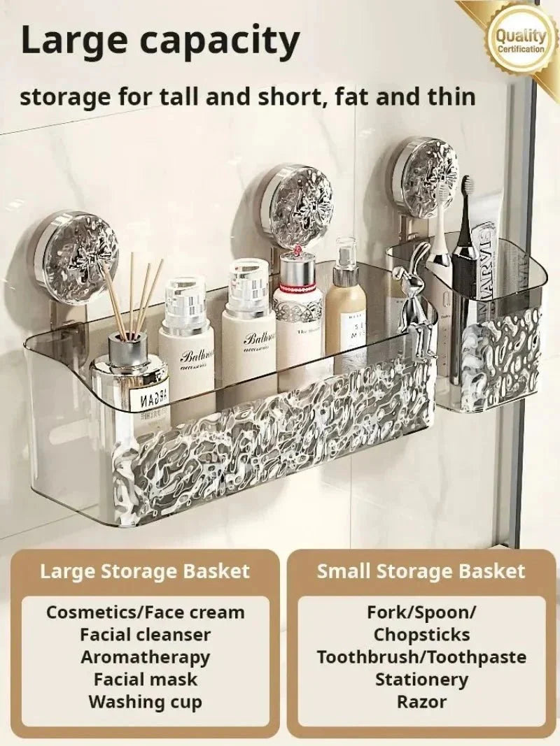 Bathroom Shelf Tool-Free Wall Mount With Drainage