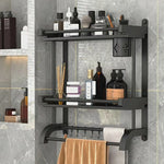 Bathroom Shelf Two-Tier Black Screw-Mounted Storage Rack