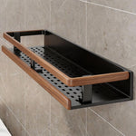 Bathroom Shelf Wall-Mounted Metal With Towel Bar & Hooks