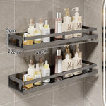 Bathroom Shelf Wall-Mounted Metal With Towel Bar & Hooks