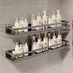 Bathroom Shelf Wall-Mounted Metal With Towel Bar & Hooks