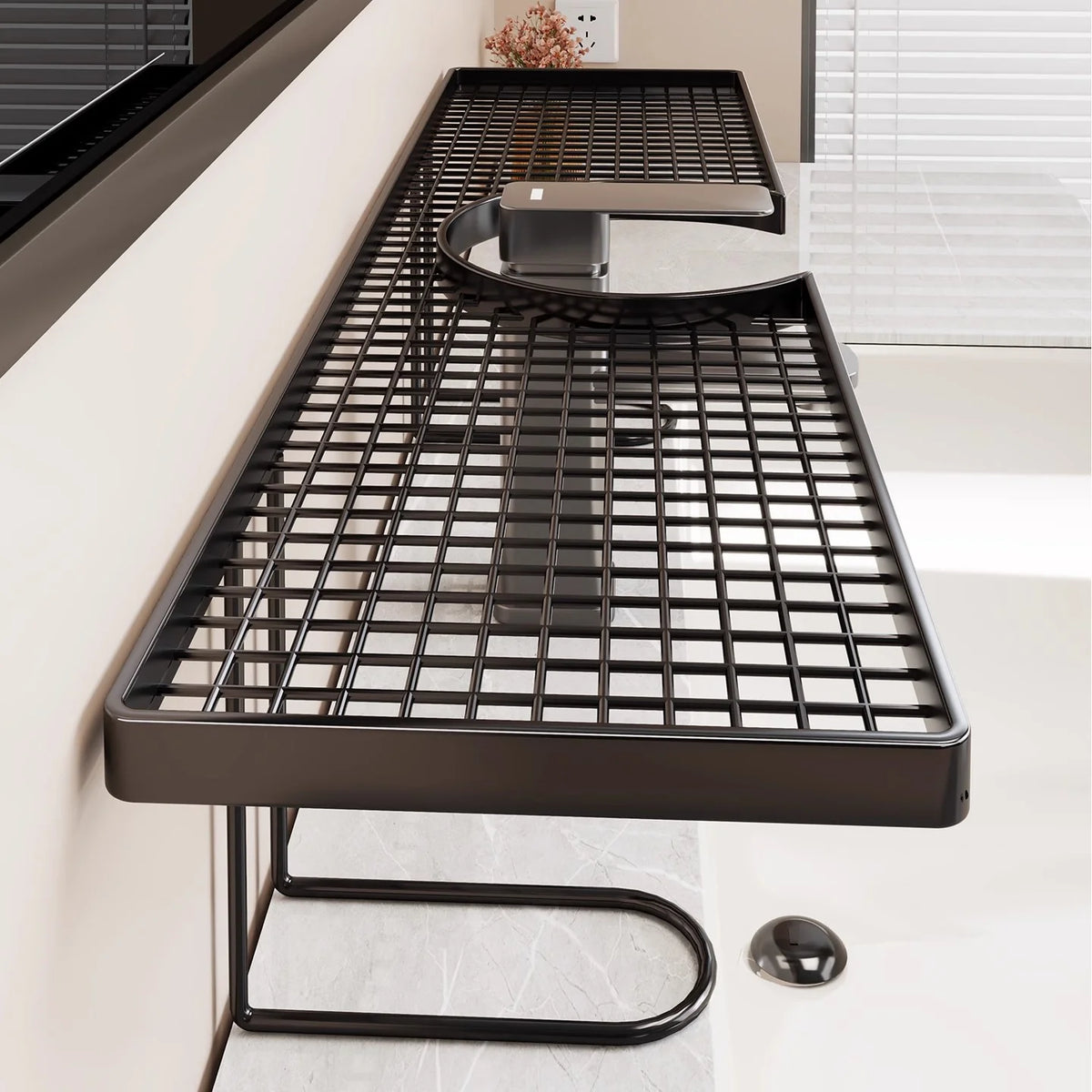 Bathroom Sink Shelf Organizer Over-Sink Ventilated Trays Tool-Free Setup