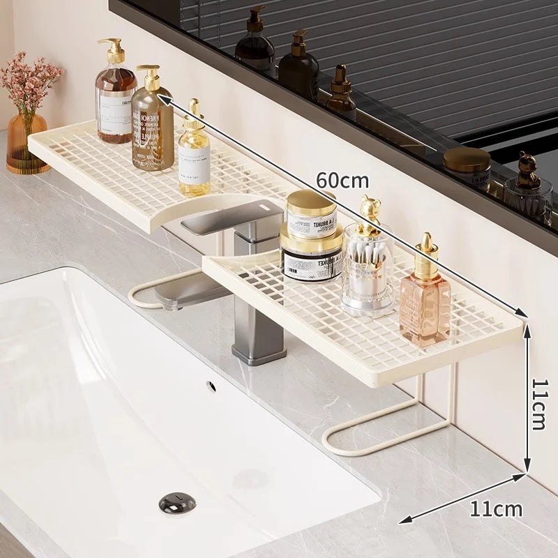 Bathroom Sink Shelf Organizer Over-Sink Ventilated Trays Tool-Free Setup