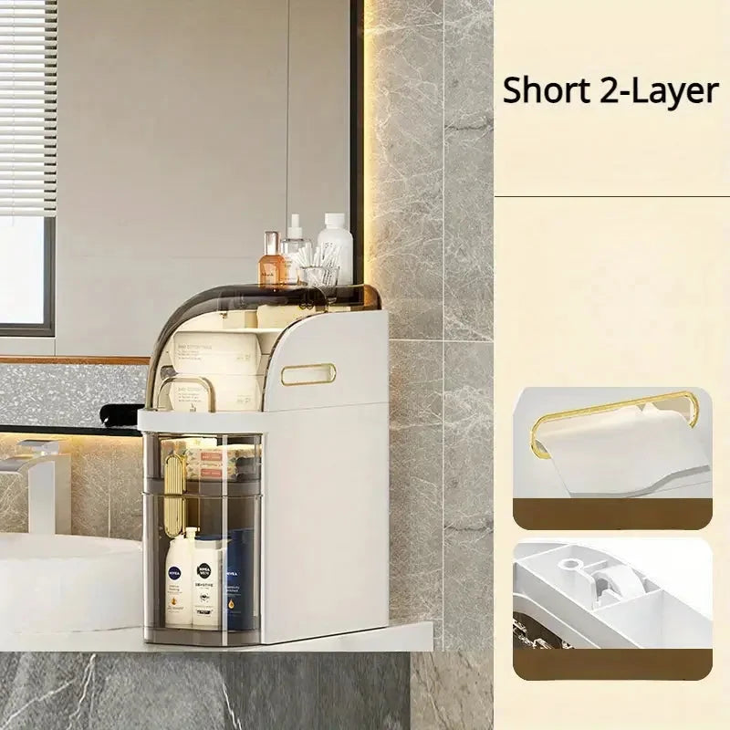 Bathroom Storage Cabinet Slim Rolling Waterproof 2-Tier