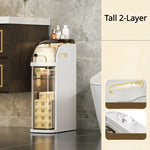 Bathroom Storage Cabinet Slim Rolling Waterproof 2-Tier