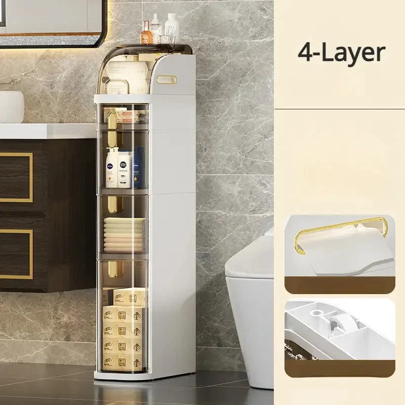 Bathroom Storage Cabinet Slim Rolling Waterproof 2-Tier