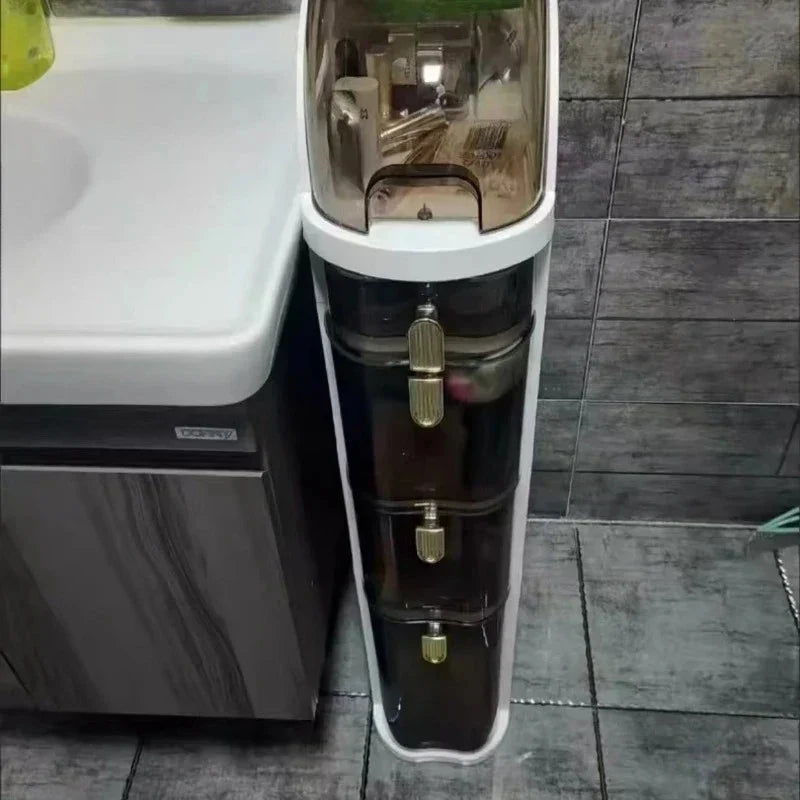 Bathroom Storage Cabinet Slim Rolling Waterproof 2-Tier