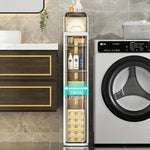 Bathroom Storage Cabinet Slim Rolling Waterproof 2-Tier