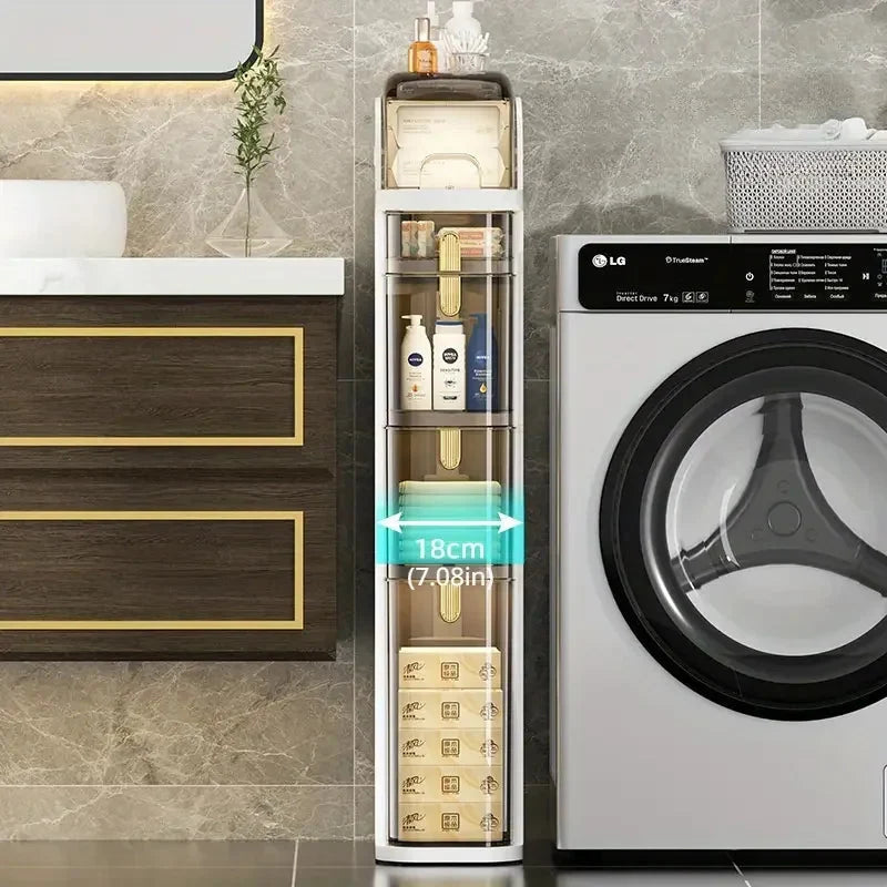 Bathroom Storage Cabinet Slim Rolling Waterproof 2-Tier