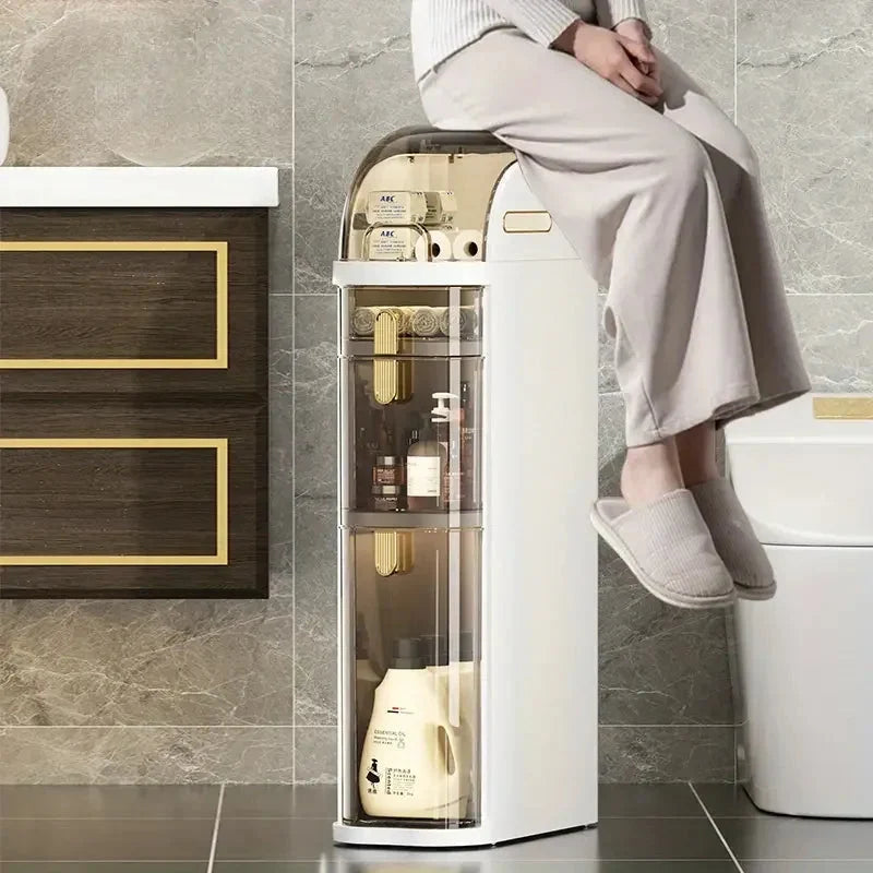 Bathroom Storage Cabinet Slim Rolling Waterproof 2-Tier