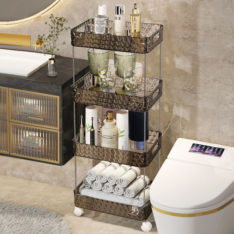 Bathroom Storage Rack Acrylic Rolling Slim Space-Saving Design