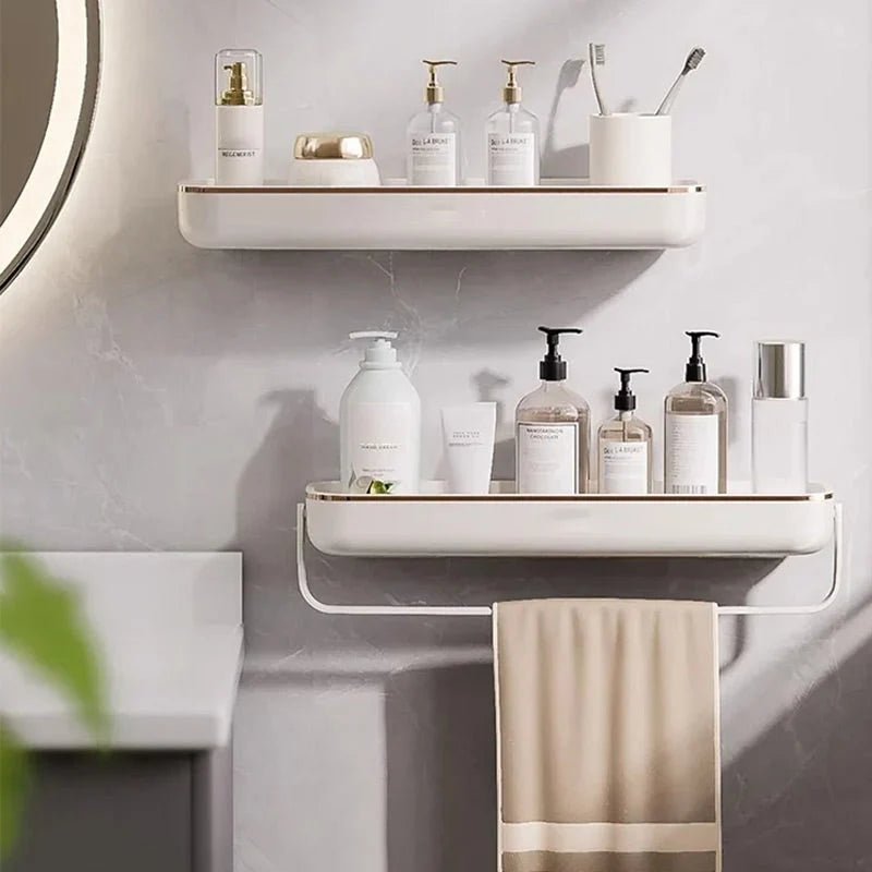 Bathroom Storage Shelf No-Drill Mount With Drainage Holes