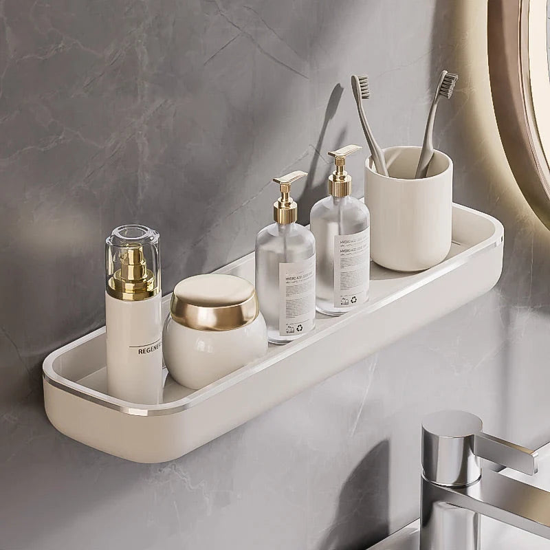 Bathroom Storage Shelf No-Drill Mount With Drainage Holes